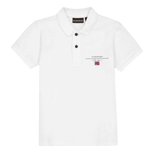 White - Front - Napapijri Childrens-Kids Elbas 5 Logo Polo Shirt