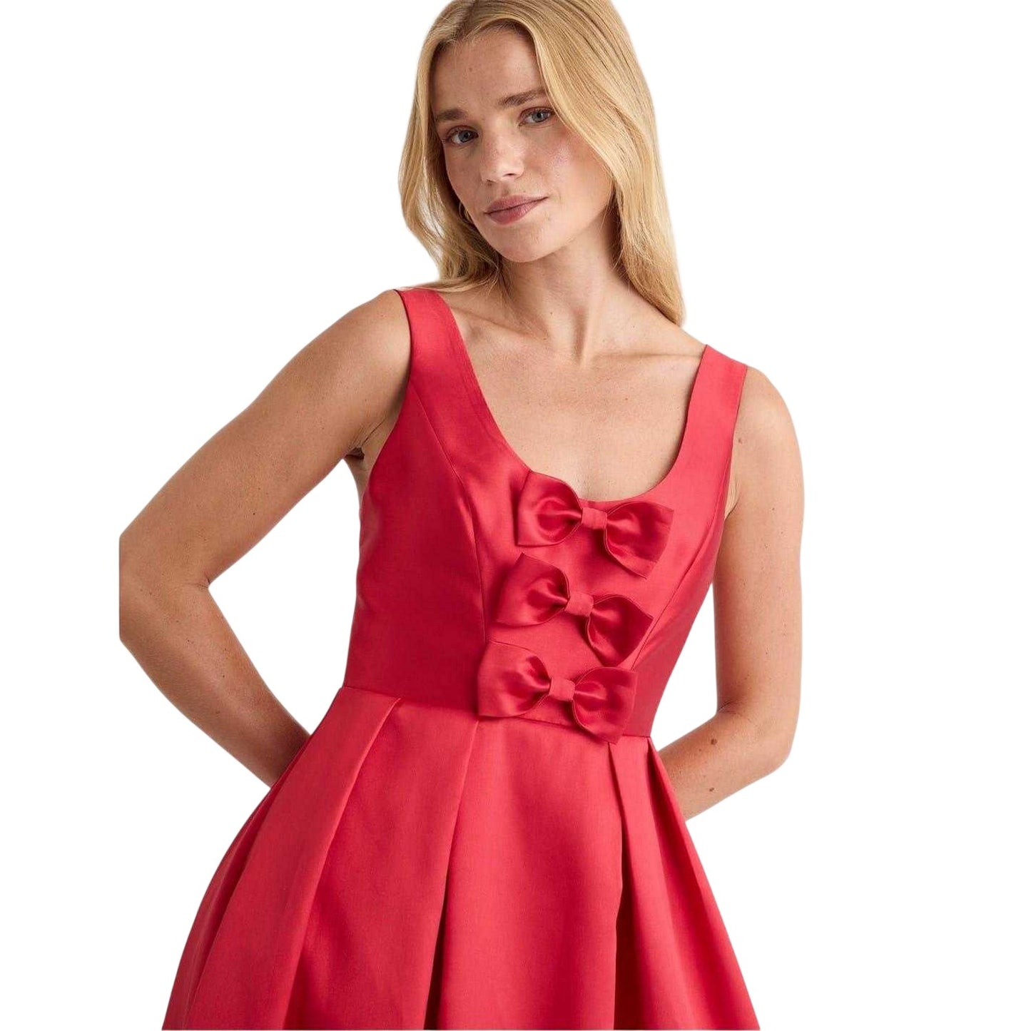 Red - Side - Nobody´s Child Womens-Ladies Milda Bow Scoop Neck Midi Dress