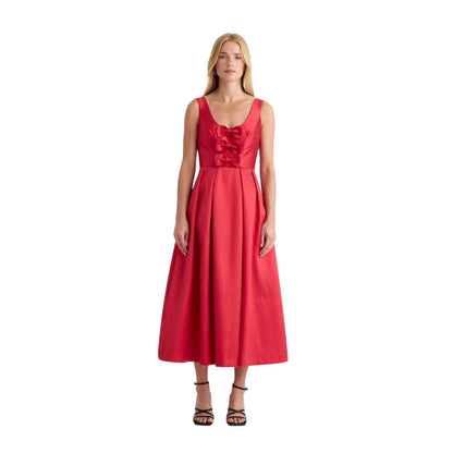 Red - Front - Nobody´s Child Womens-Ladies Milda Bow Scoop Neck Midi Dress
