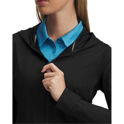 Black - Side - Under Armour Womens-Ladies Tailored Golf Full Zip Hoodie