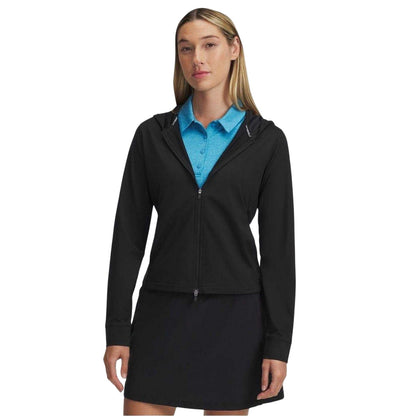 Black - Front - Under Armour Womens-Ladies Tailored Golf Full Zip Hoodie