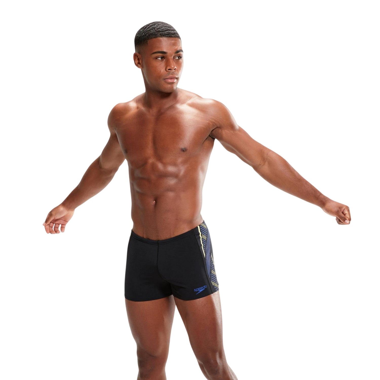 Black-Blue - Lifestyle - Speedo Mens Tech Stripe Swim Briefs