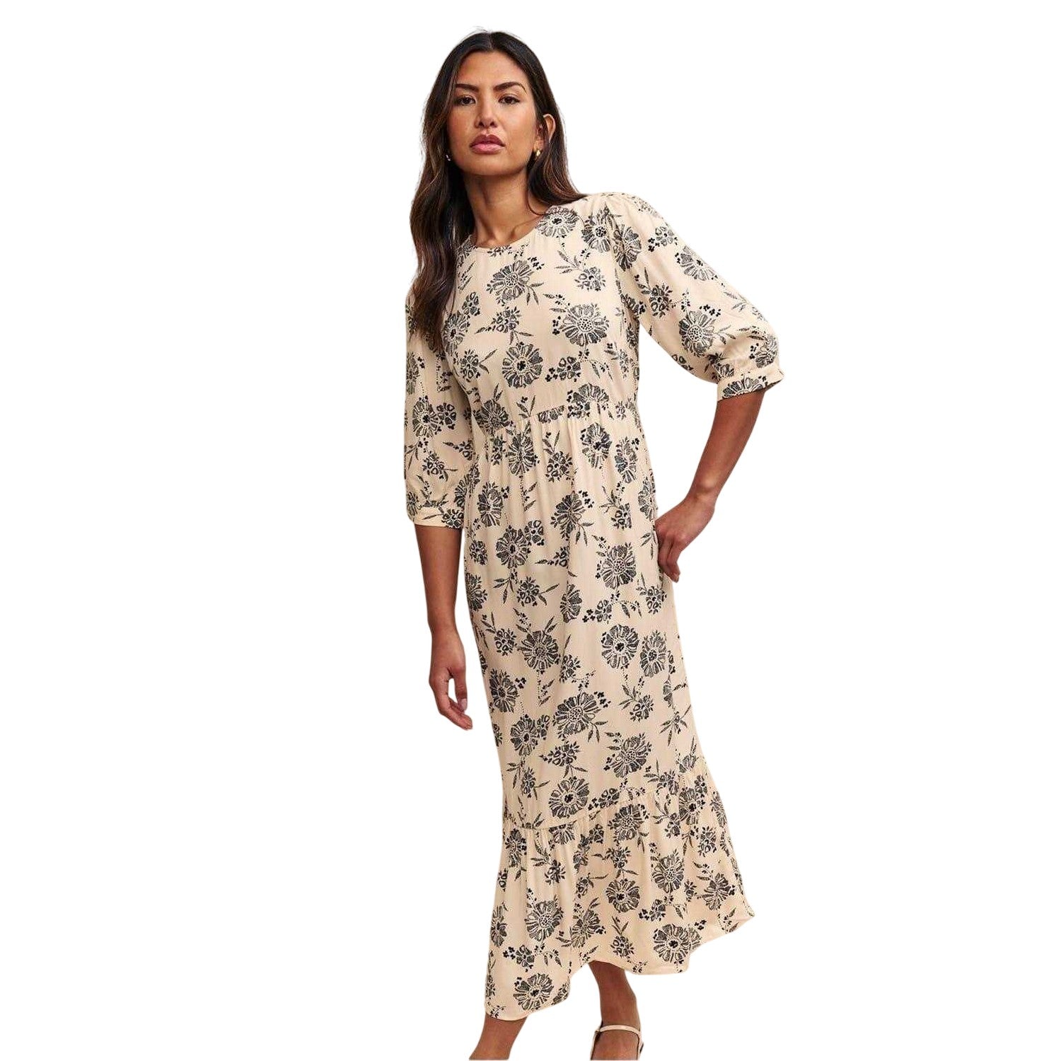 Cream - Lifestyle - Nobody´s Child Womens-Ladies Rachel Floral Crew Neck Midi Dress