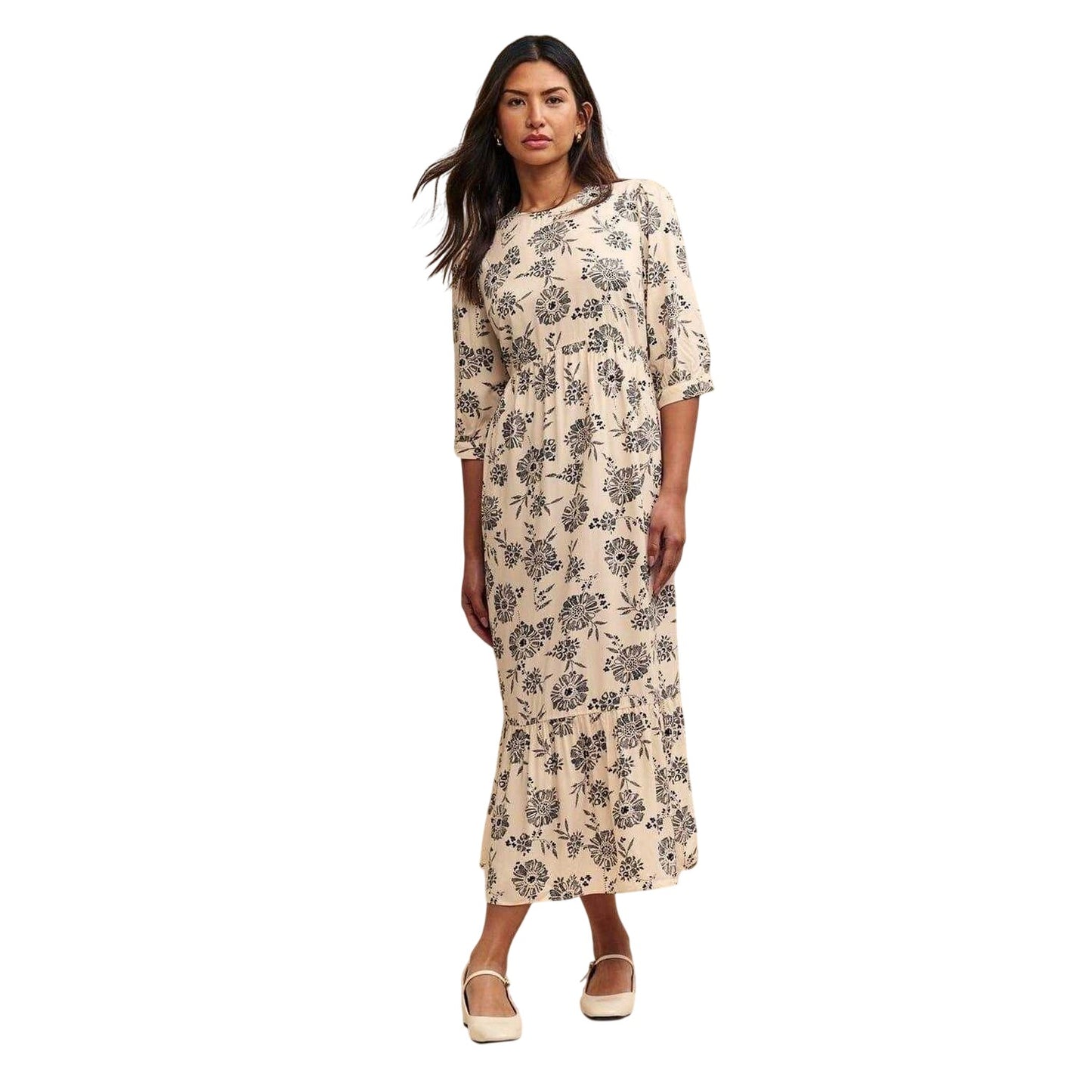 Cream - Front - Nobody´s Child Womens-Ladies Rachel Floral Crew Neck Midi Dress