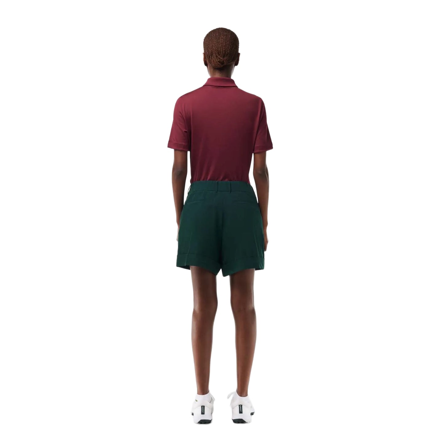 Green - Back - Lacoste Womens-Ladies Taffeta Stretch Golf Shorts