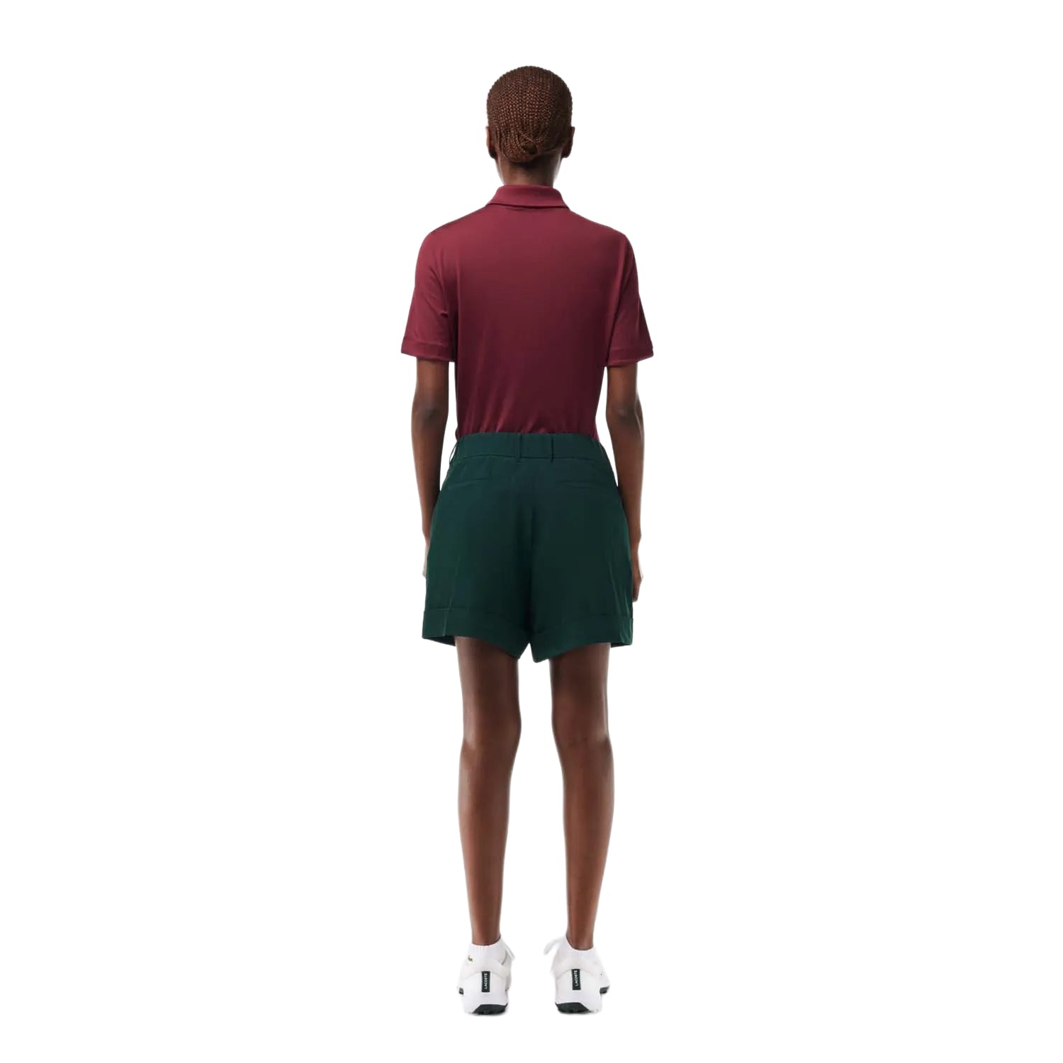Green - Back - Lacoste Womens-Ladies Taffeta Stretch Golf Shorts