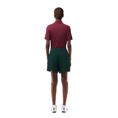Green - Back - Lacoste Womens-Ladies Taffeta Stretch Golf Shorts