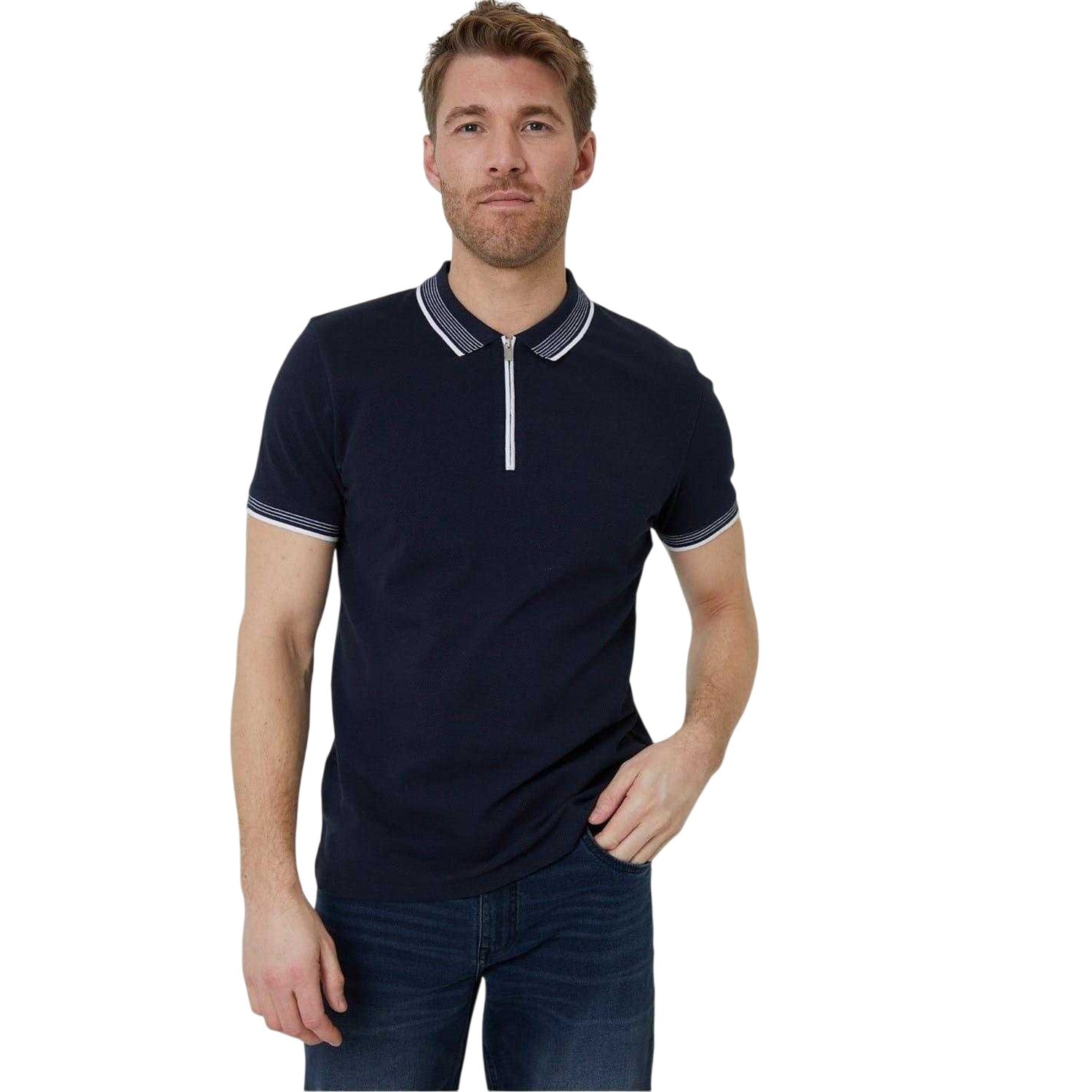 Navy - Front - Threadbare Mens Honey Regular Polo Shirt