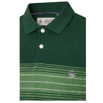 Green - Side - Original Penguin Mens Striped Polo Shirt