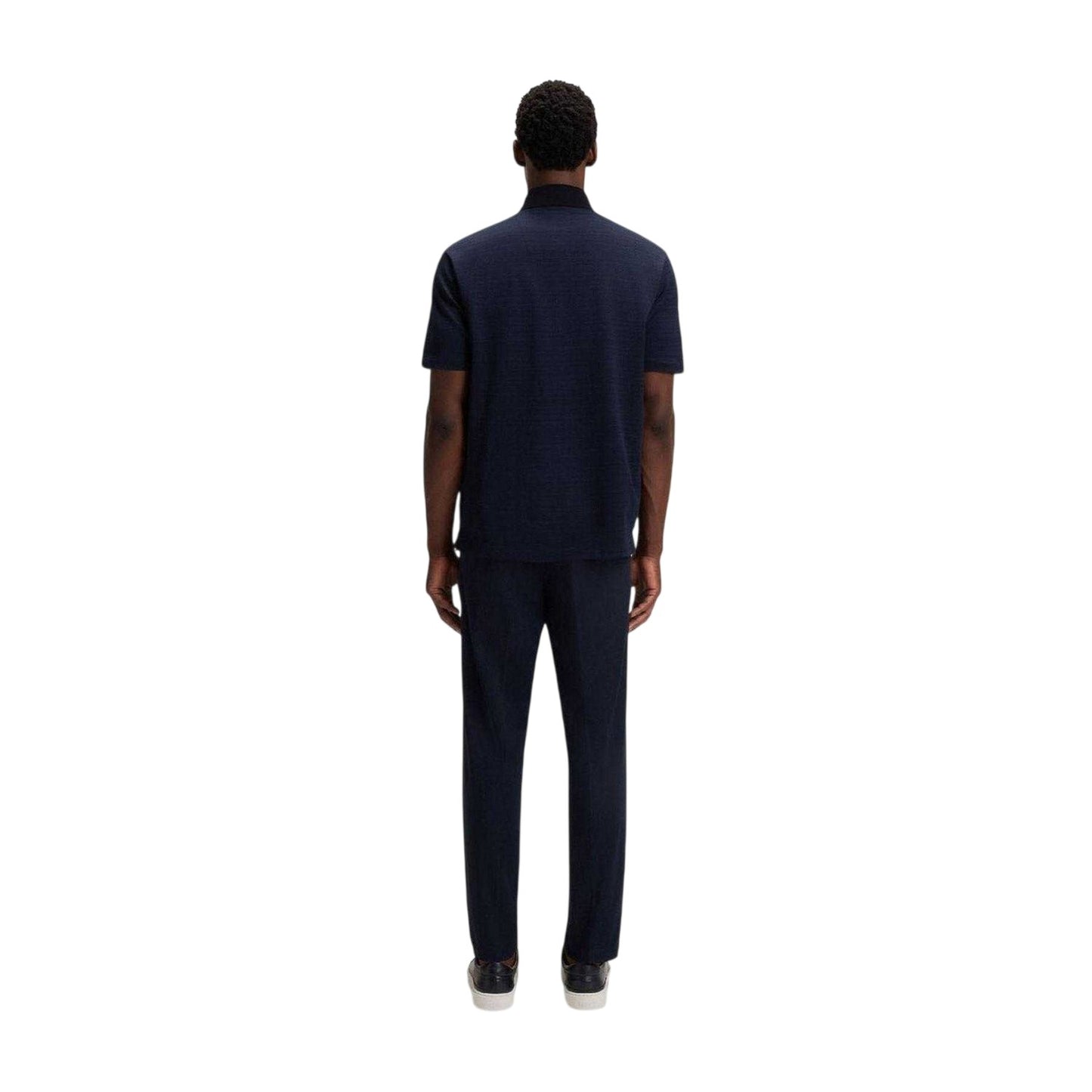 Dark Blue - Back - Boss Mens Parris 102 Mercerised Cotton Polo Shirt