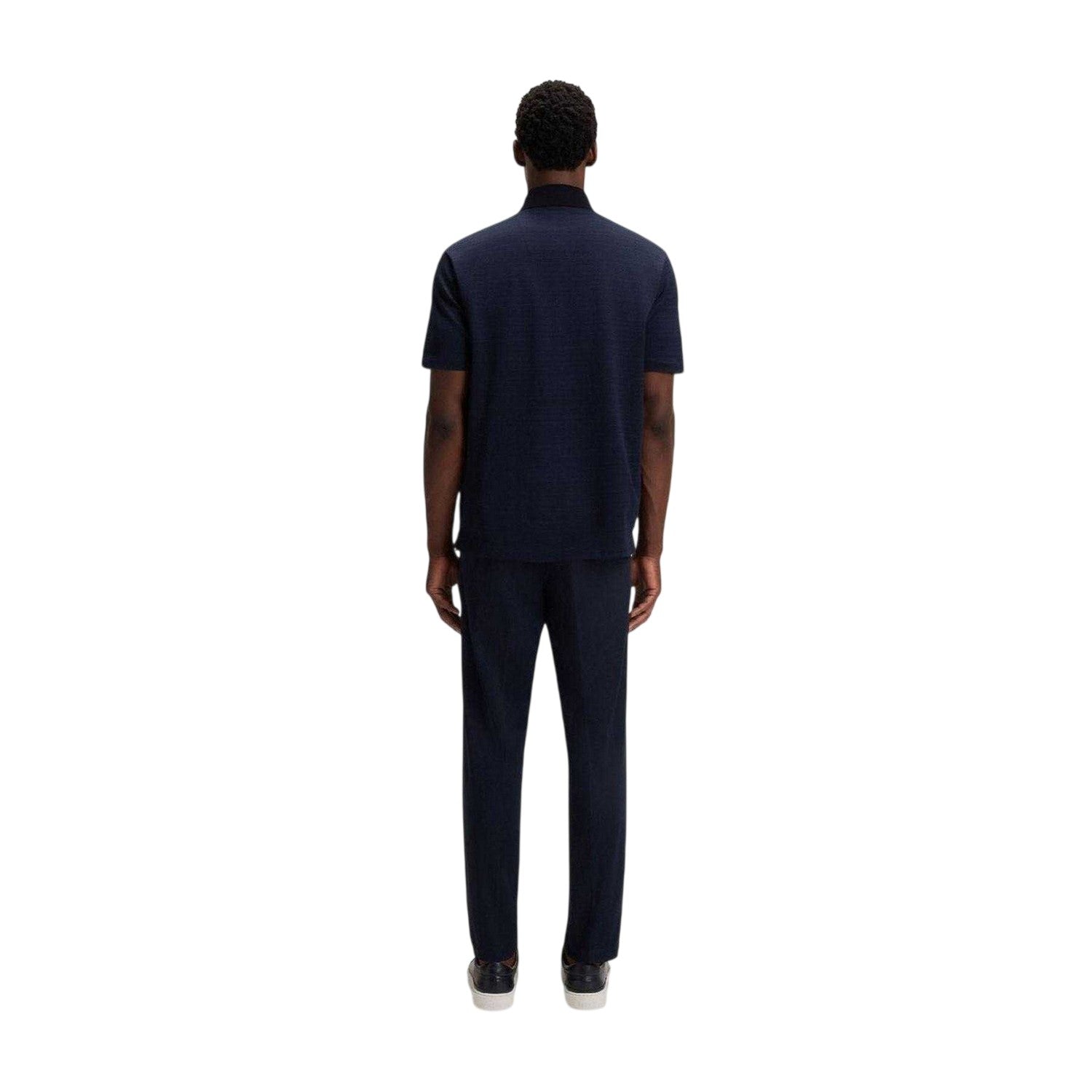 Dark Blue - Back - Boss Mens Parris 102 Mercerised Cotton Polo Shirt