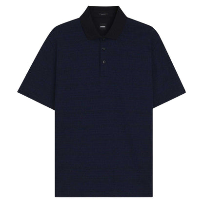 Dark Blue - Front - Boss Mens Parris 102 Mercerised Cotton Polo Shirt
