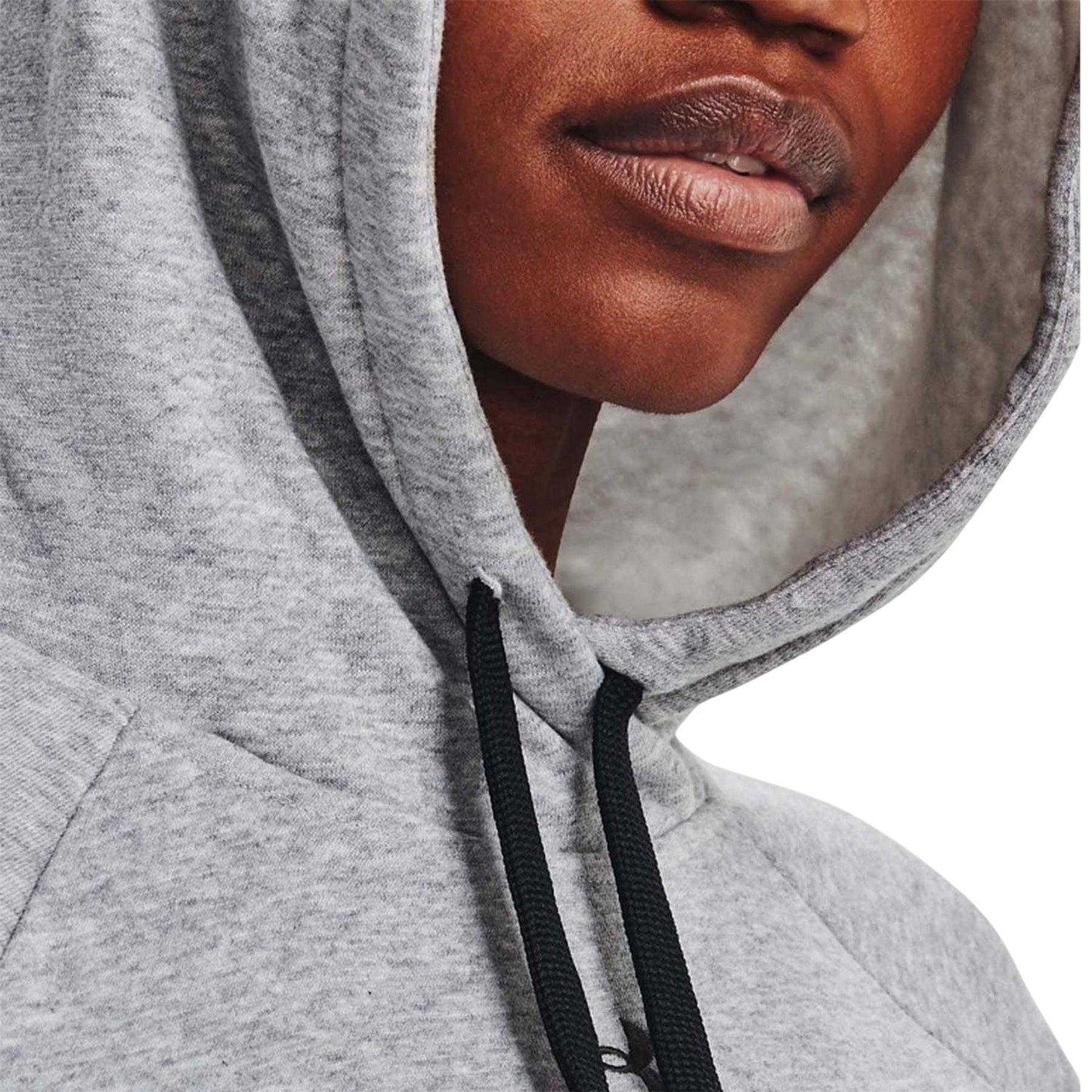 Grey Marl - Side - Under Armour Womens-Ladies Rival Cotton Blend Drawstring Hoodie