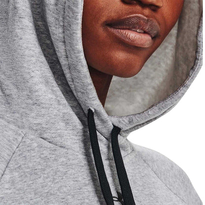 Grey Marl - Side - Under Armour Womens-Ladies Rival Cotton Blend Drawstring Hoodie