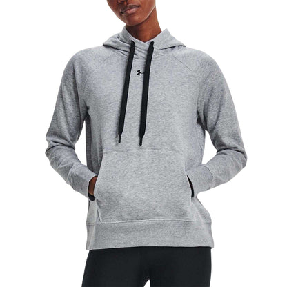 Grey Marl - Lifestyle - Under Armour Womens-Ladies Rival Cotton Blend Drawstring Hoodie