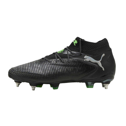 Black-Green - Back - Puma Mens Future 8 Ultimate Knitted Collar Soft Ground Football Boots