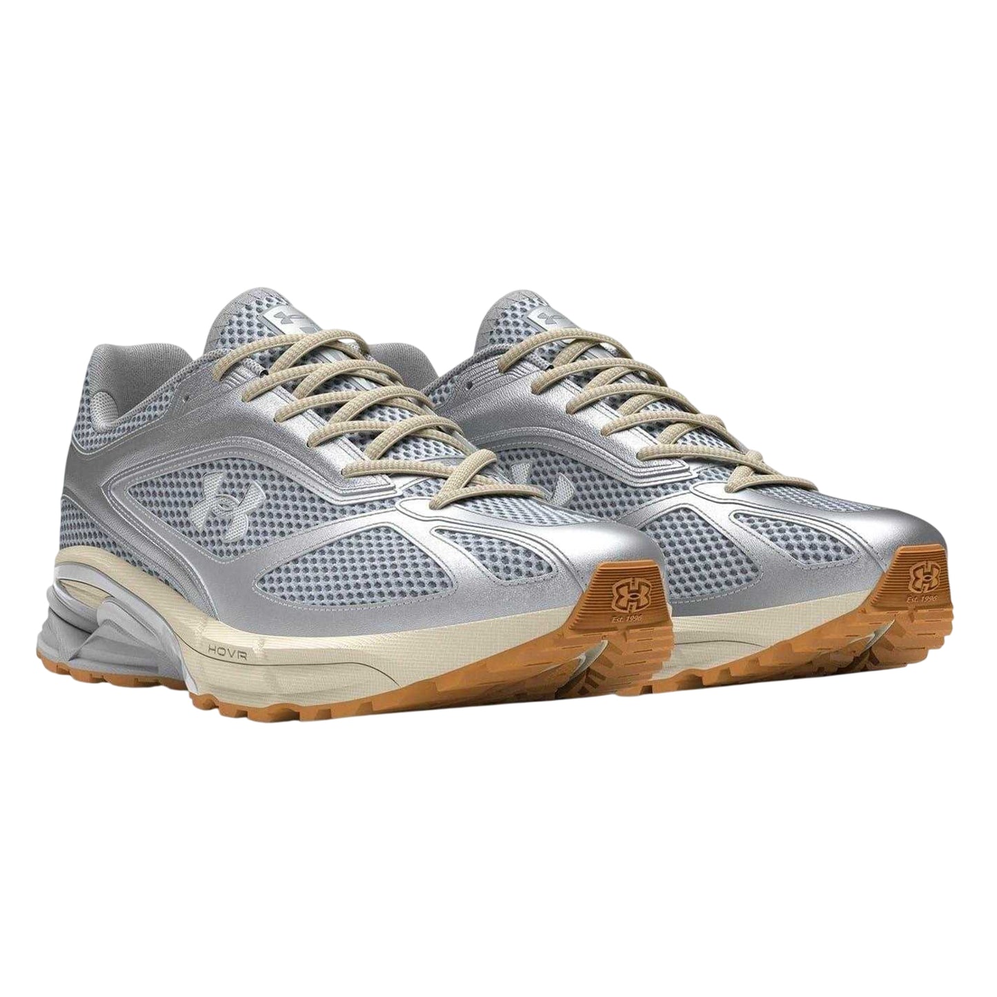 Grey - Side - Under Armour Mens HOVR Road Running Shoes