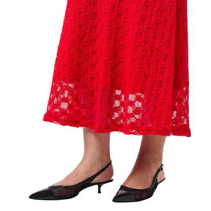 Fire Red - Side - Bardot Womens-Ladies Adoni Mesh Midi Dress