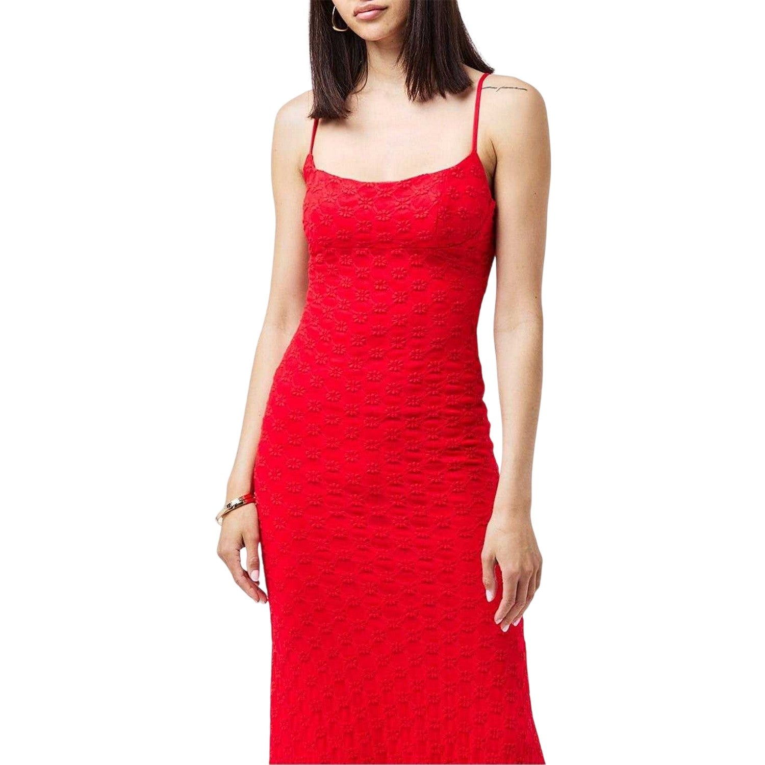 Fire Red - Lifestyle - Bardot Womens-Ladies Adoni Mesh Midi Dress