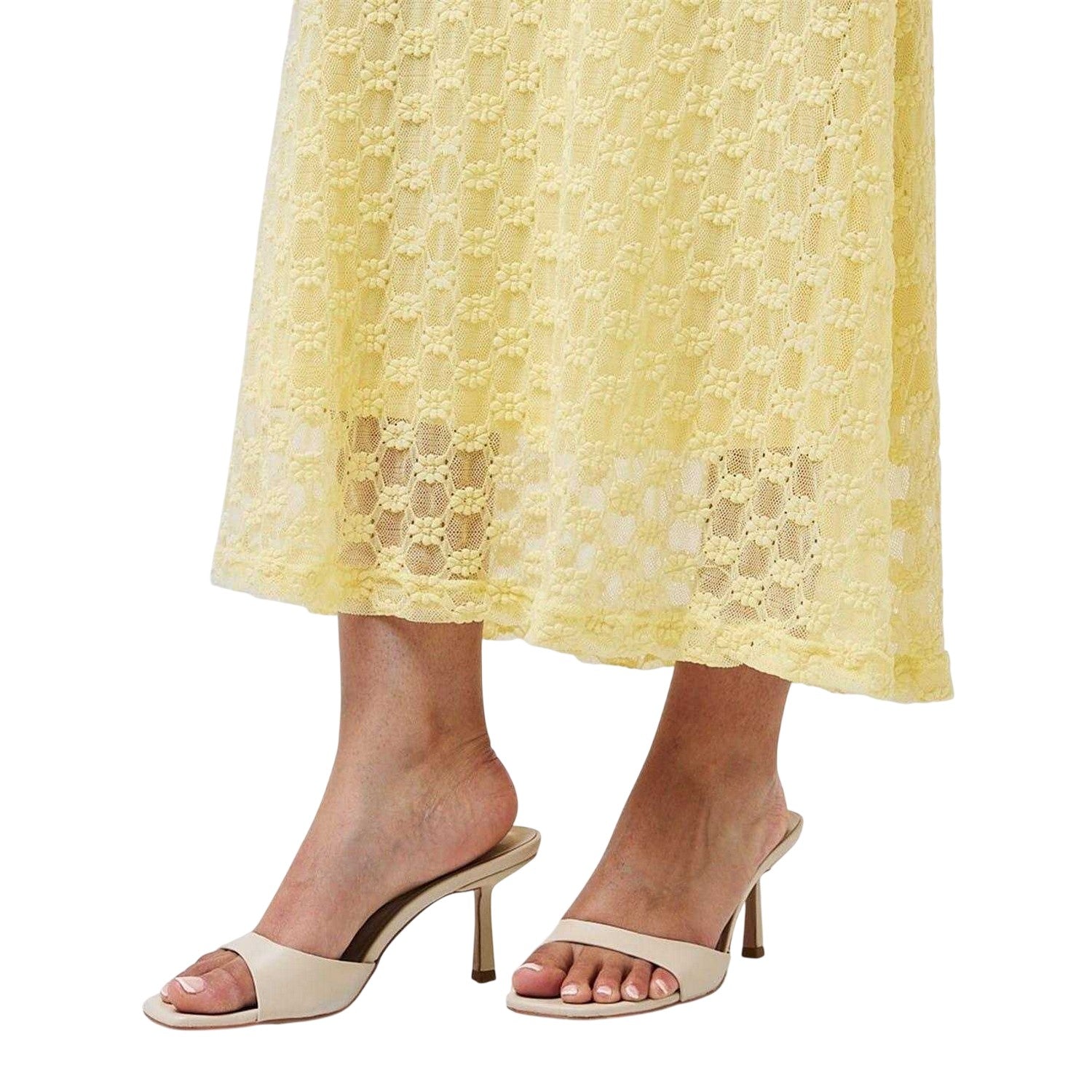 Canary Yellow - Side - Bardot Womens-Ladies Adoni Mesh Midi Dress