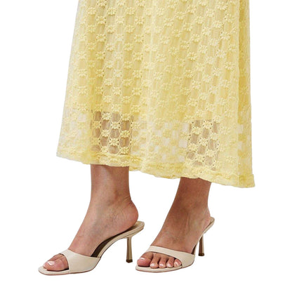 Canary Yellow - Side - Bardot Womens-Ladies Adoni Mesh Midi Dress