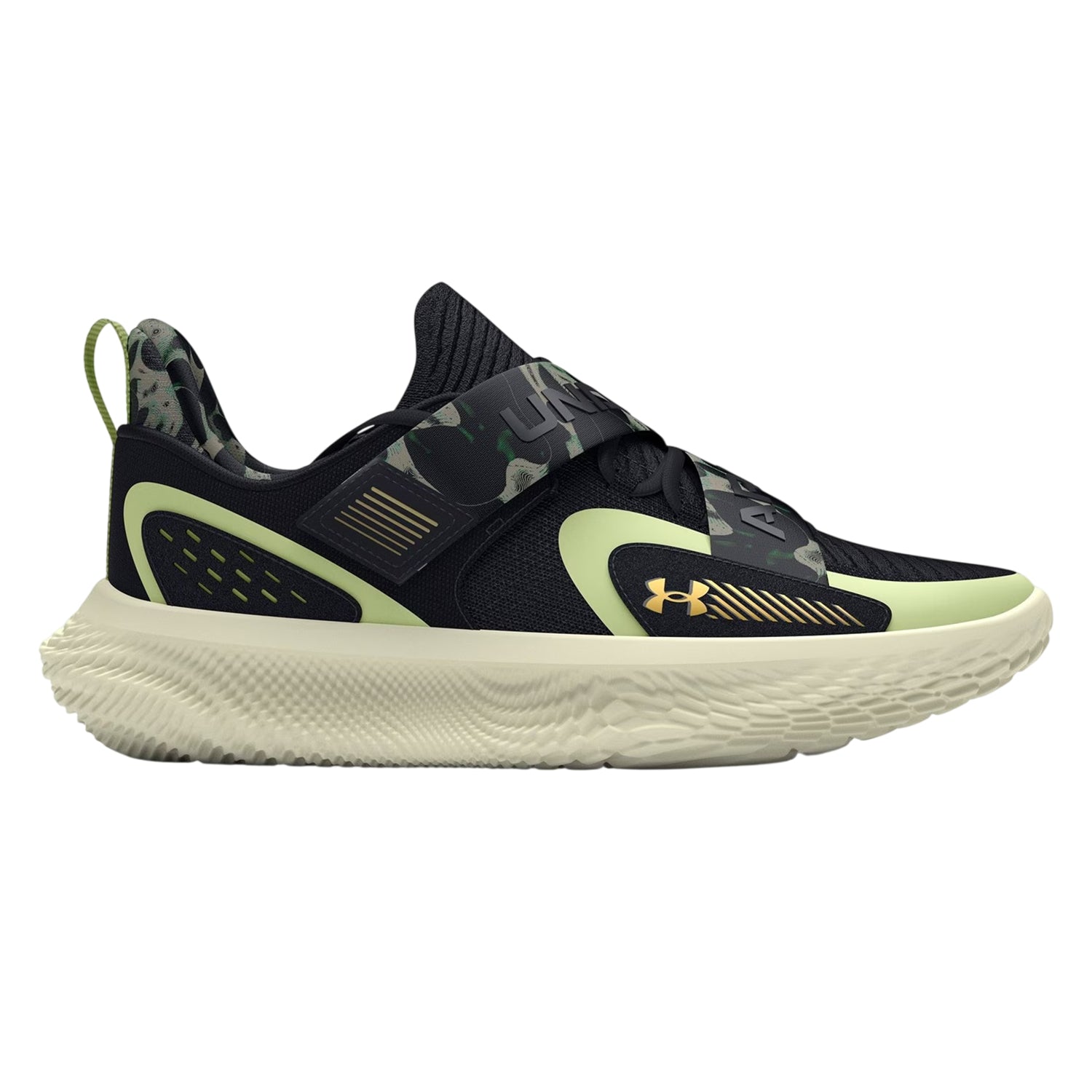 Black - Front - Under Armour Mens Flow Futr X 4 Camo Leather Round Toe Basketball Shoes