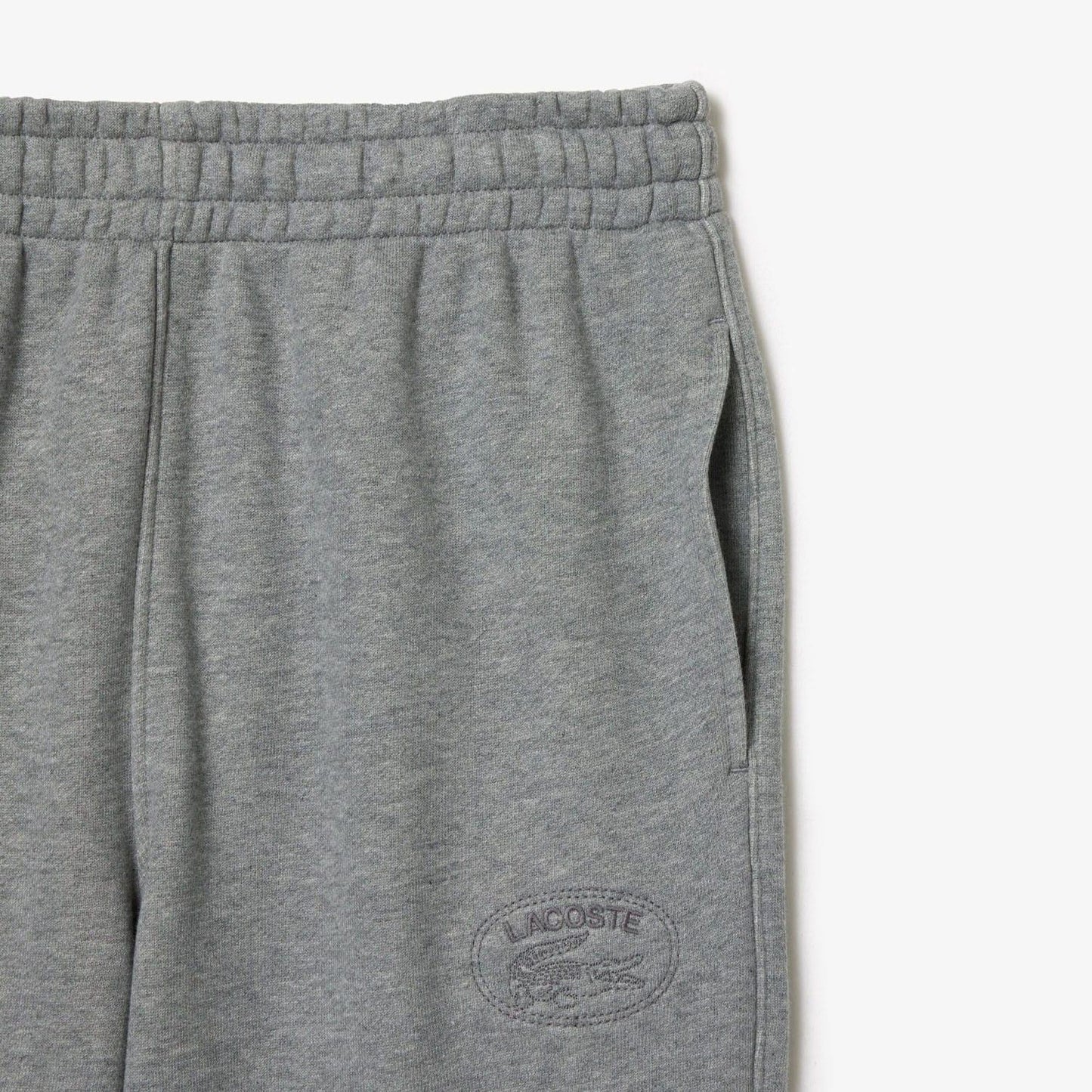 Grey - Close up - Lacoste Womens-Ladies Embroidered Straight Leg Jogging Bottoms