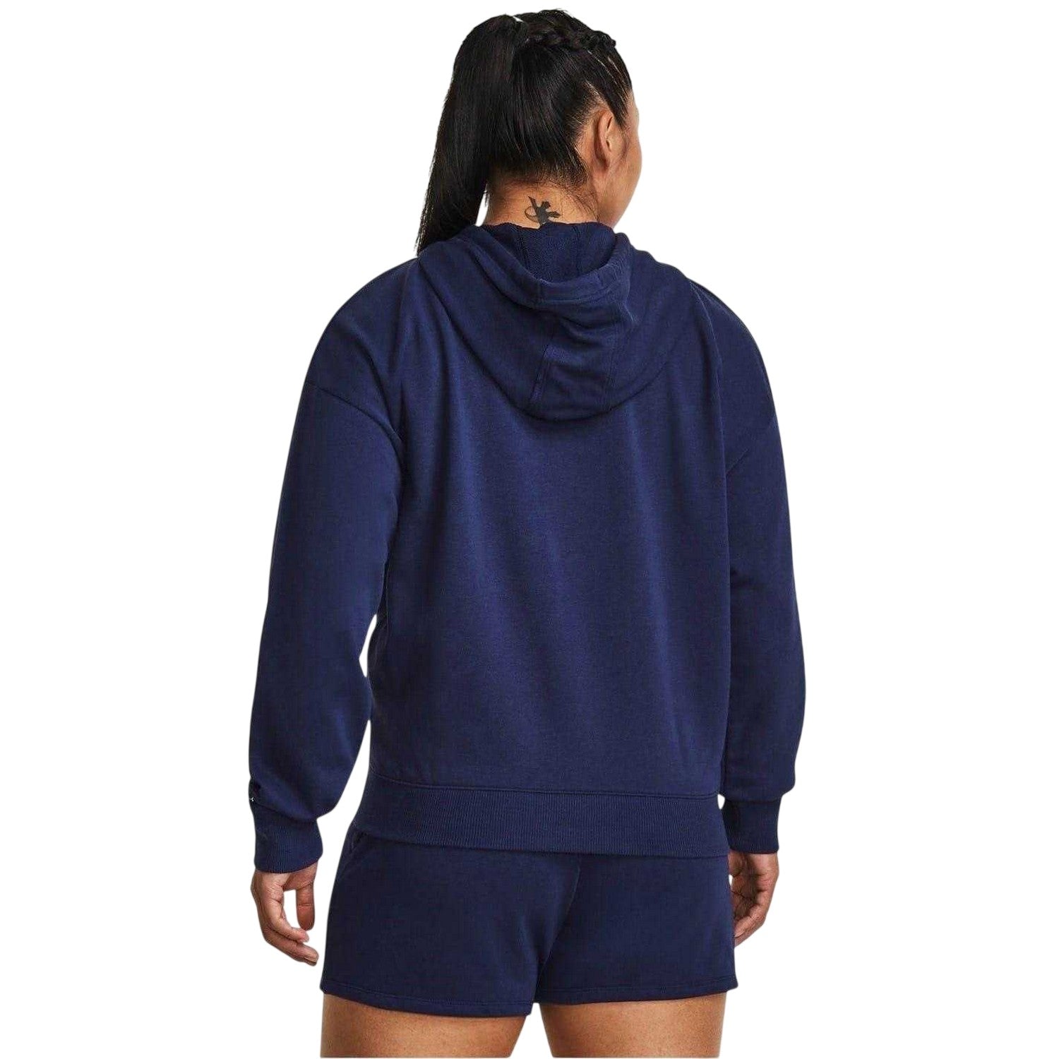 Blue - Back - Under Armour Womens-Ladies Project Rock Hoodie