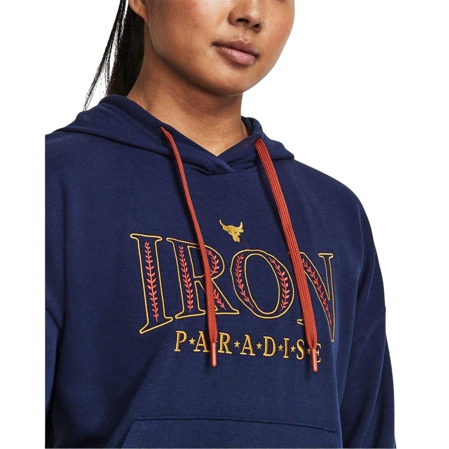 Blue - Side - Under Armour Womens-Ladies Project Rock Hoodie