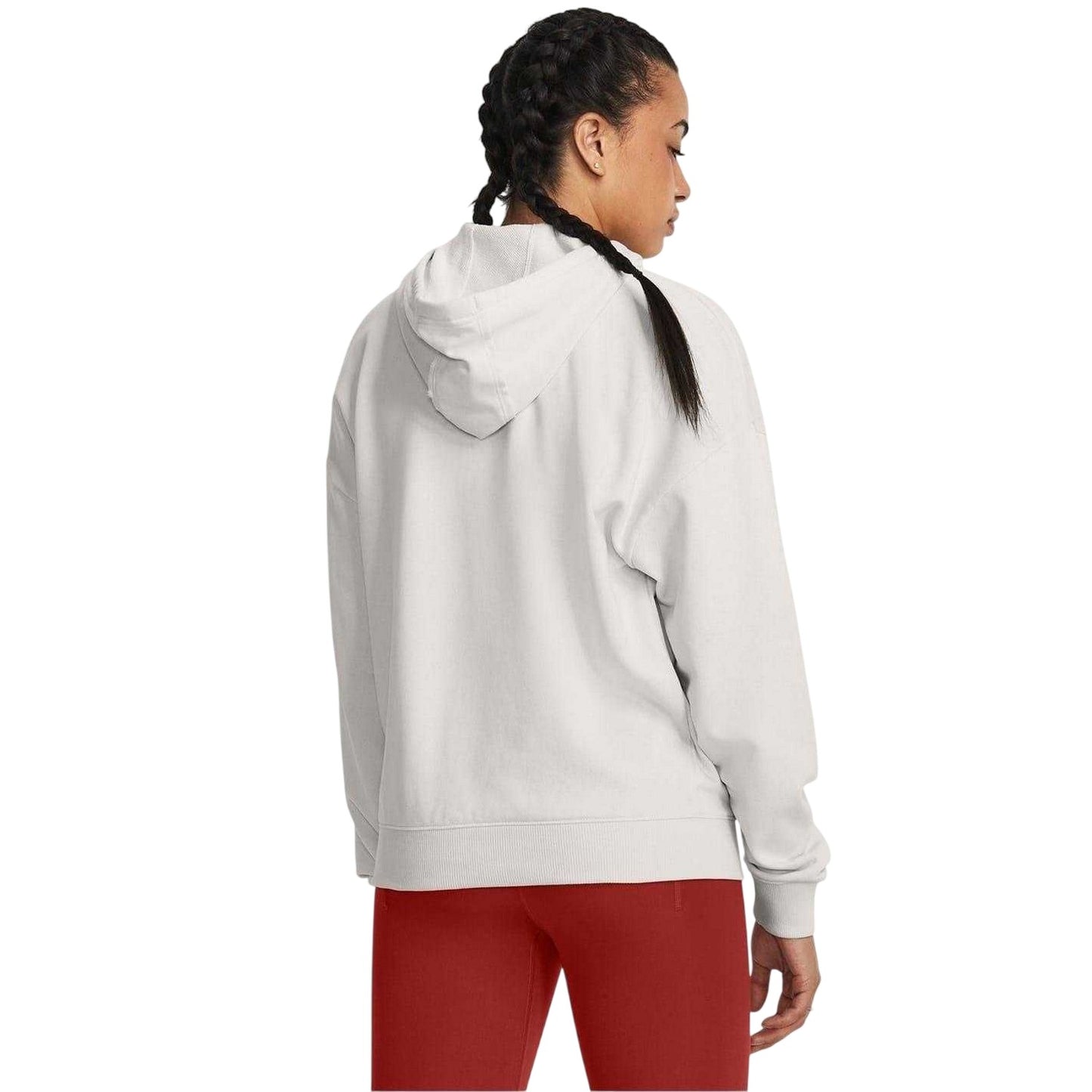 White - Back - Under Armour Womens-Ladies Project Rock Hoodie