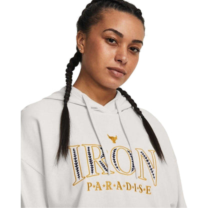 White - Side - Under Armour Womens-Ladies Project Rock Hoodie