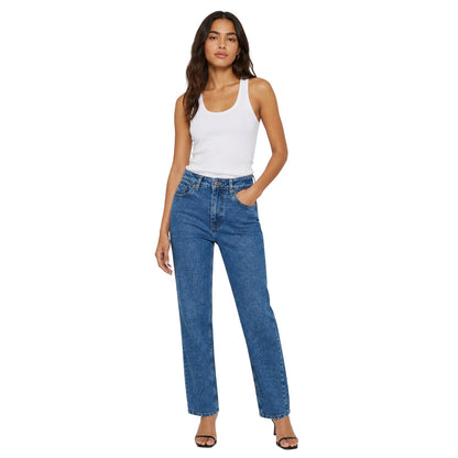 Denim Blue - Side - Noisy May Womens-Ladies High Waist Mom Jeans