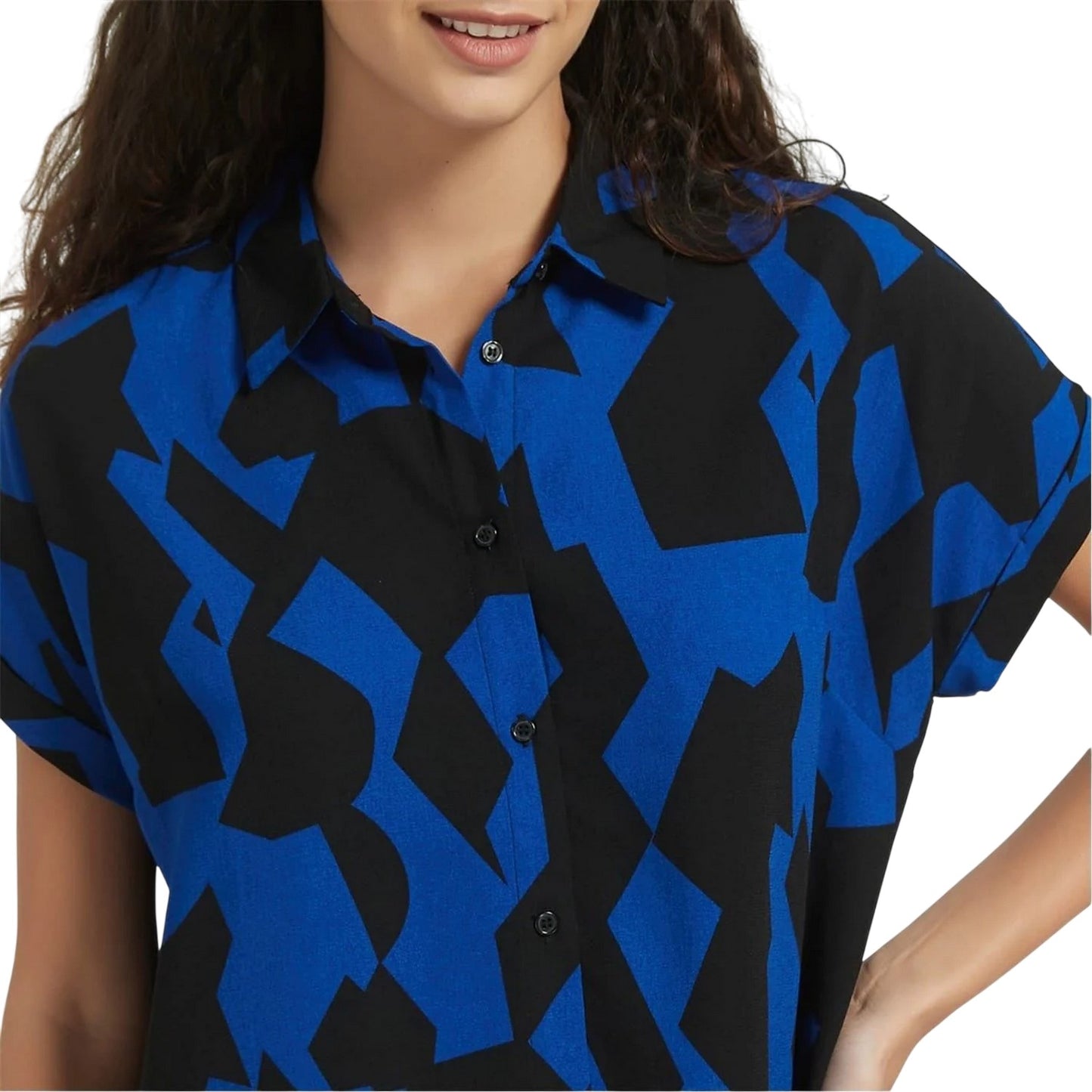 Blue - Side - Be You Womens-Ladies Abstract Polyester Shirt