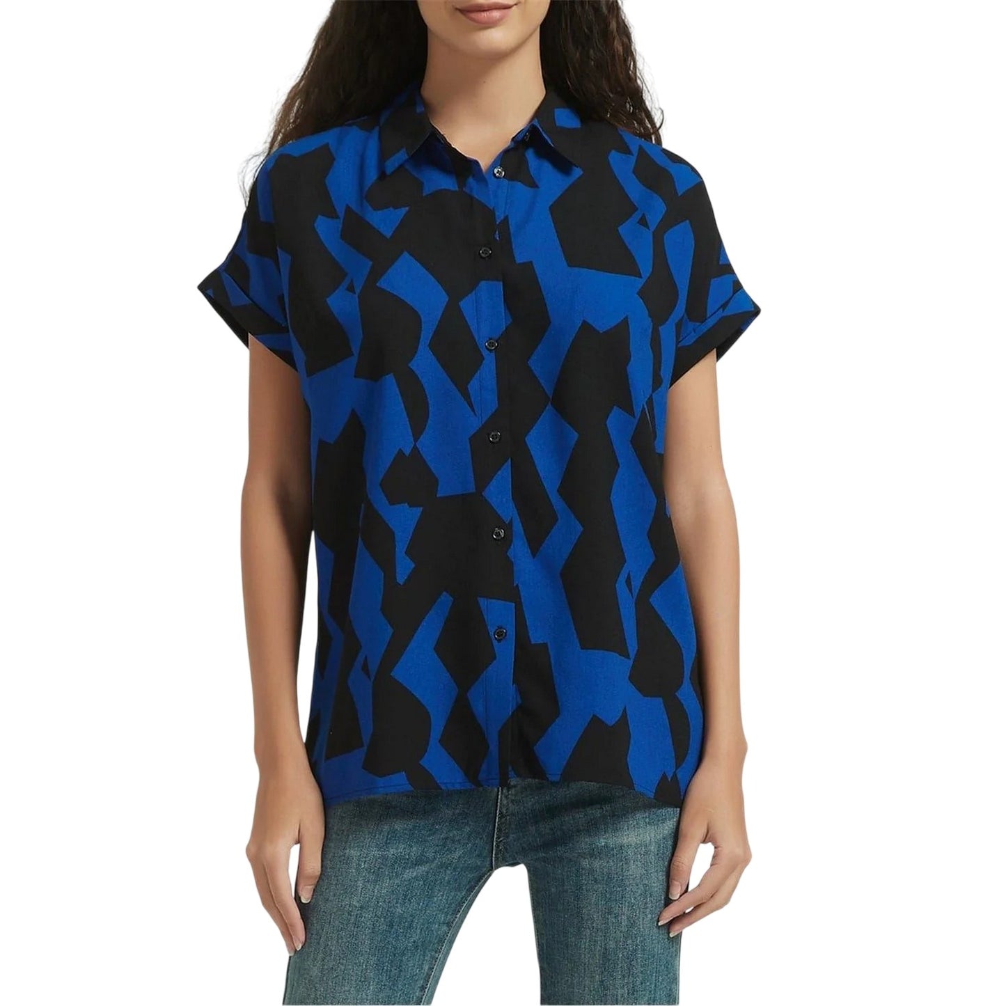 Blue - Front - Be You Womens-Ladies Abstract Polyester Shirt