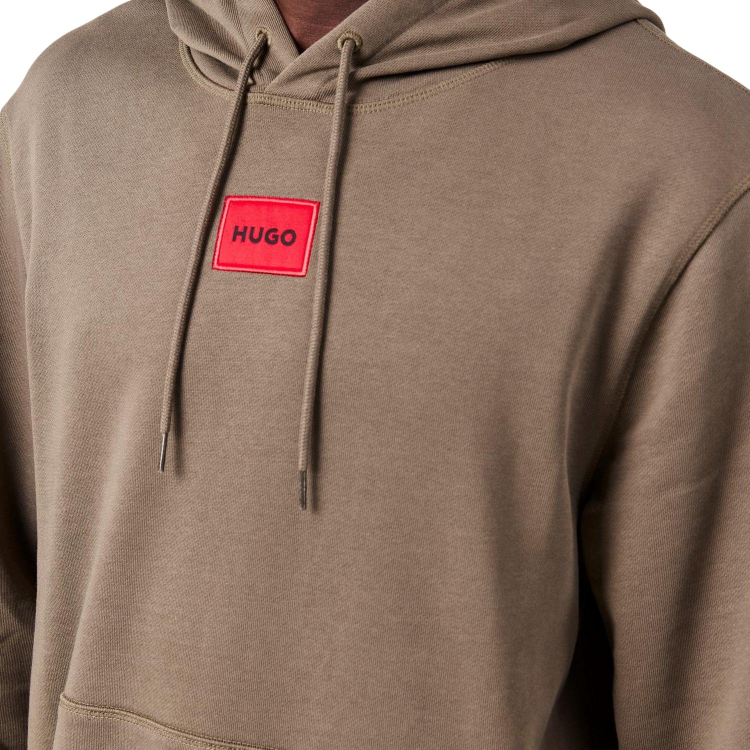 Medium Grey - Side - Hugo Mens Cotton Blend Pullover Hoodie