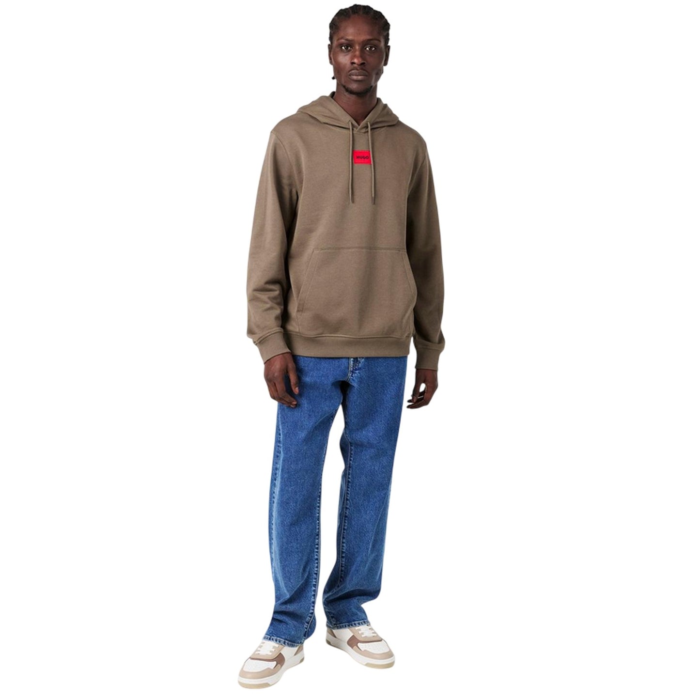 Medium Grey - Lifestyle - Hugo Mens Cotton Blend Pullover Hoodie
