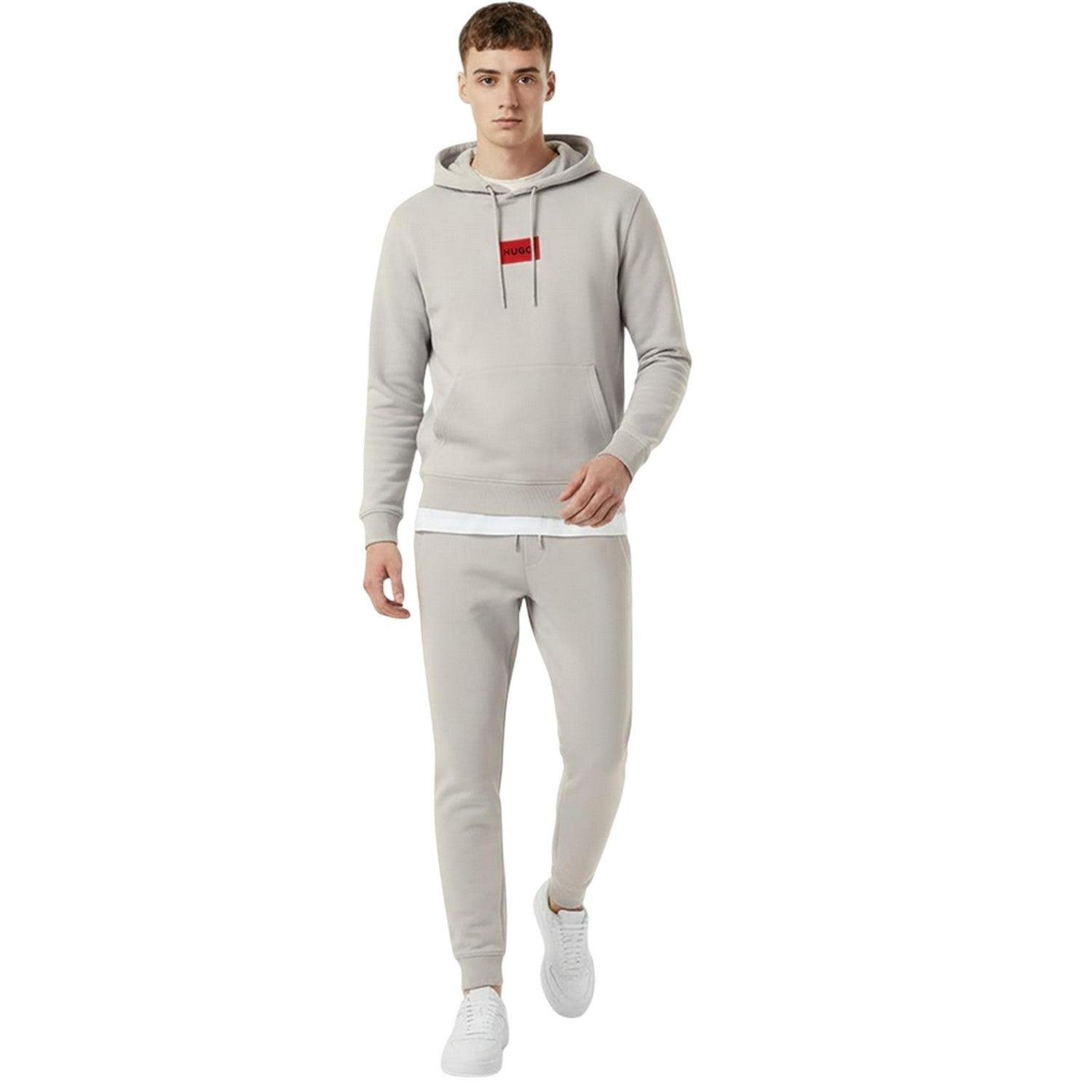 Pastel Grey - Lifestyle - Hugo Mens Cotton Blend Pullover Hoodie