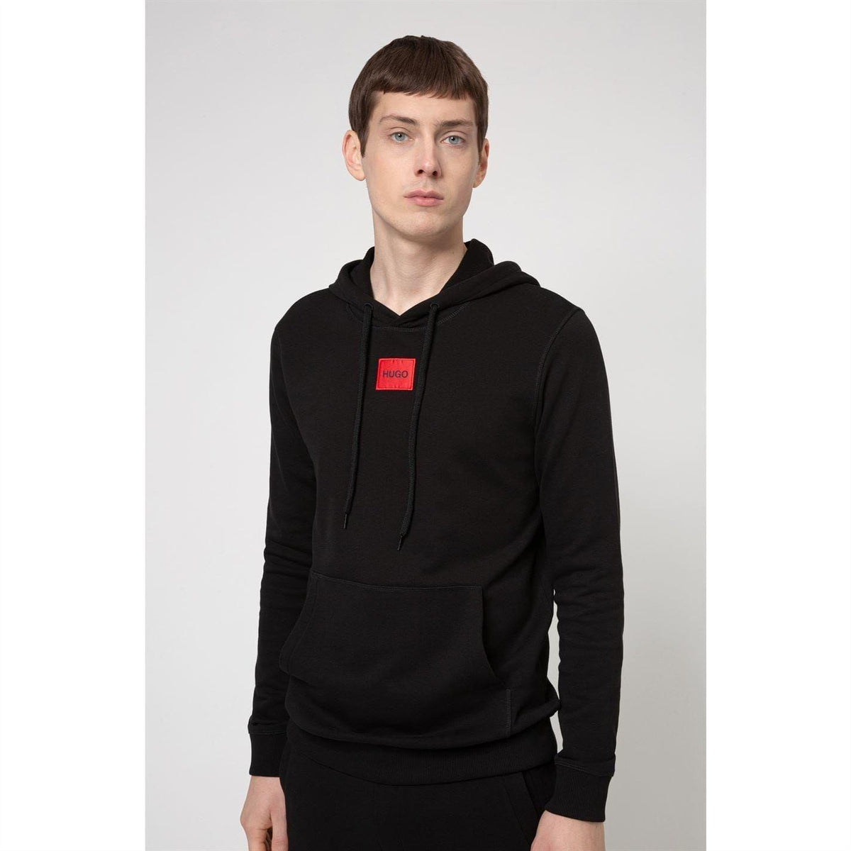 Black - Back - Hugo Mens Cotton Blend Pullover Hoodie