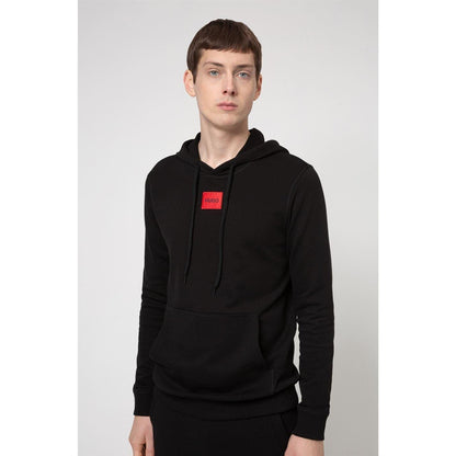 Black - Back - Hugo Mens Cotton Blend Pullover Hoodie