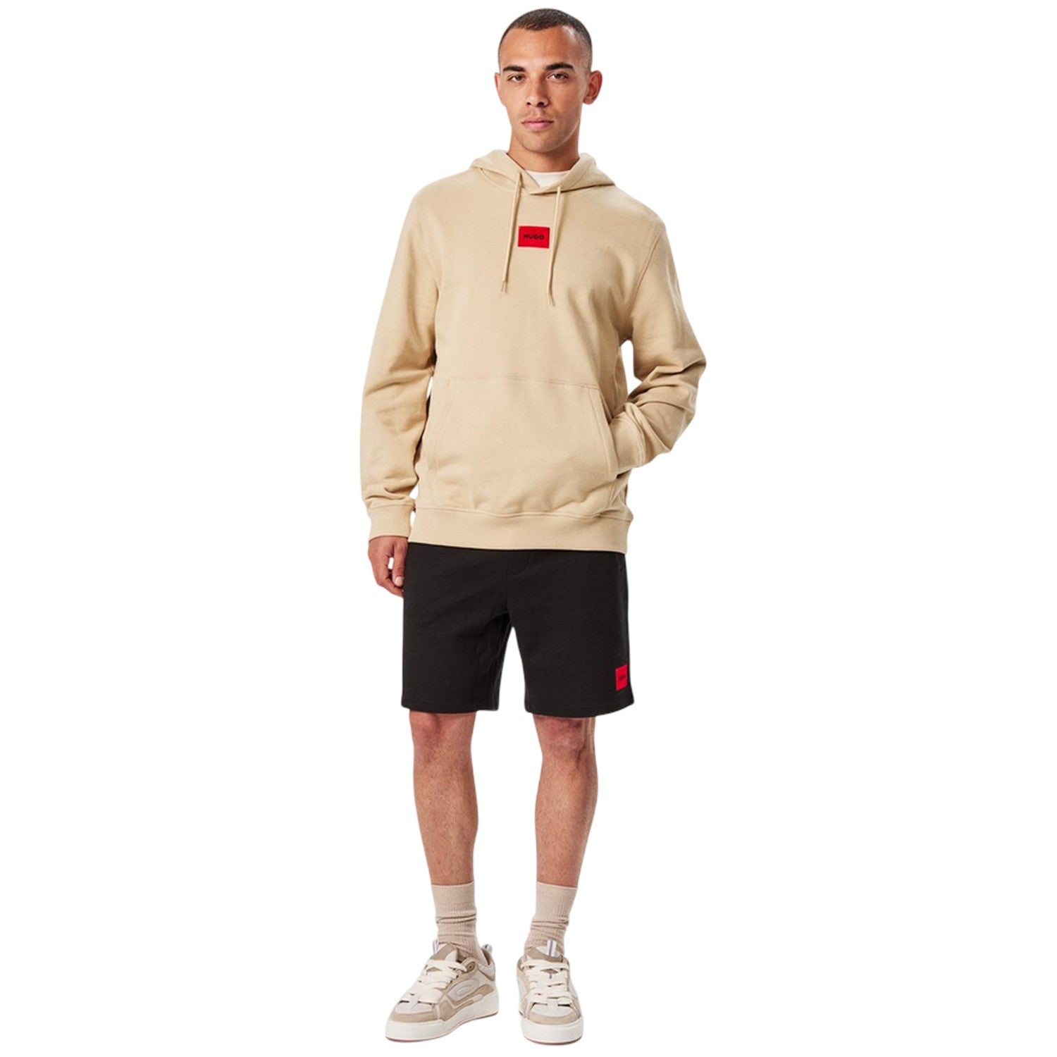 Beige - Lifestyle - Hugo Mens Cotton Blend Pullover Hoodie