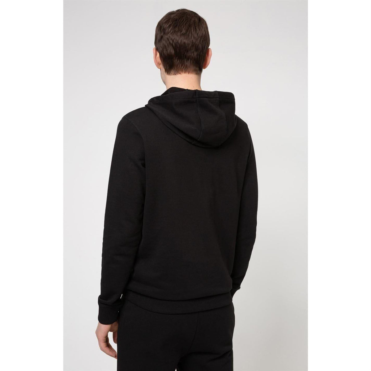 Black - Side - Hugo Mens Cotton Blend Pullover Hoodie