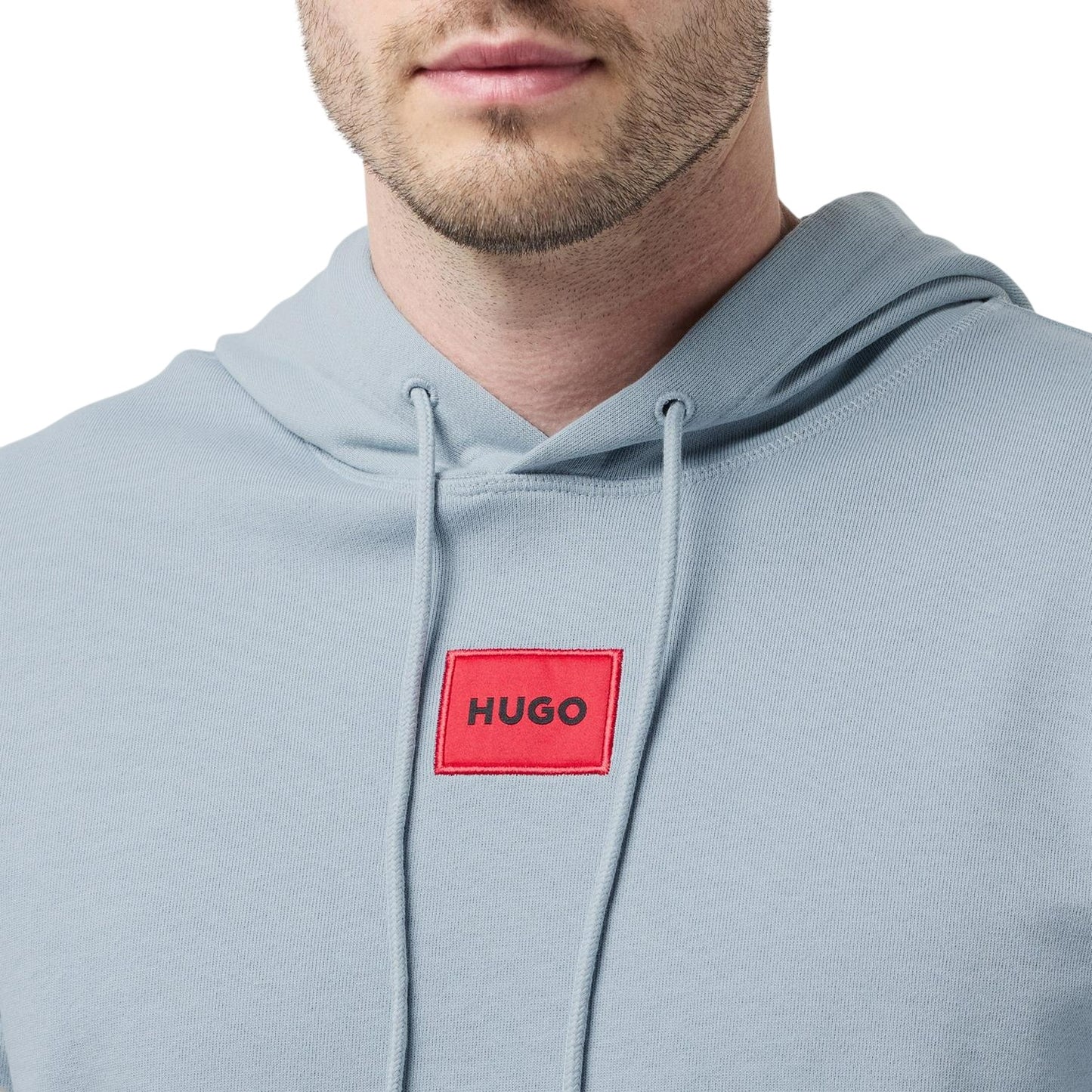 Blue - Side - Hugo Mens Cotton Blend Pullover Hoodie