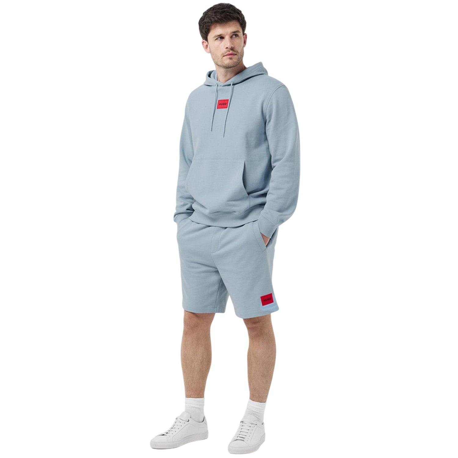 Blue - Lifestyle - Hugo Mens Cotton Blend Pullover Hoodie