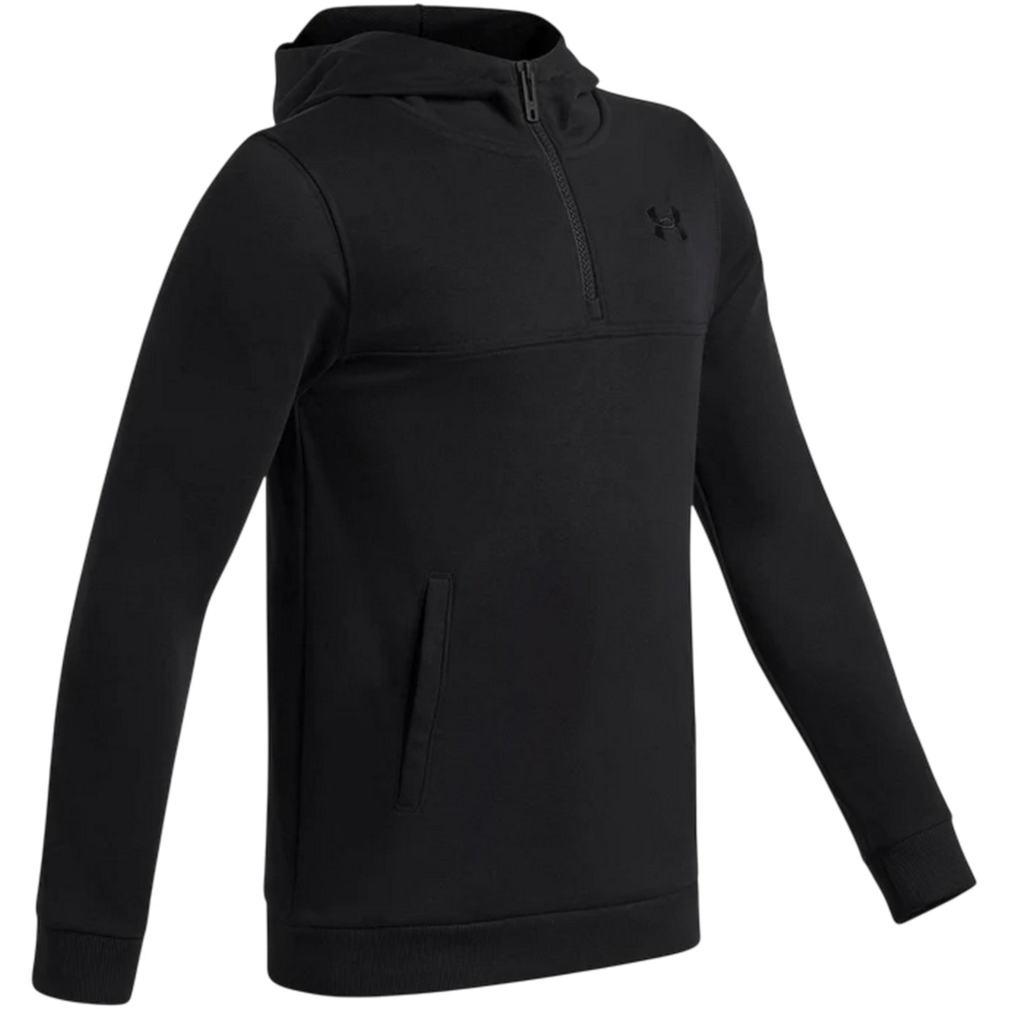 Black - Side - Under Armour Childrens-Kids Rival Fleece Quarter Zip Hoodie