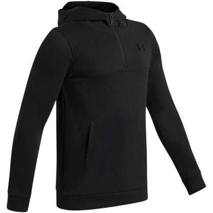 Black - Side - Under Armour Childrens-Kids Rival Fleece Quarter Zip Hoodie