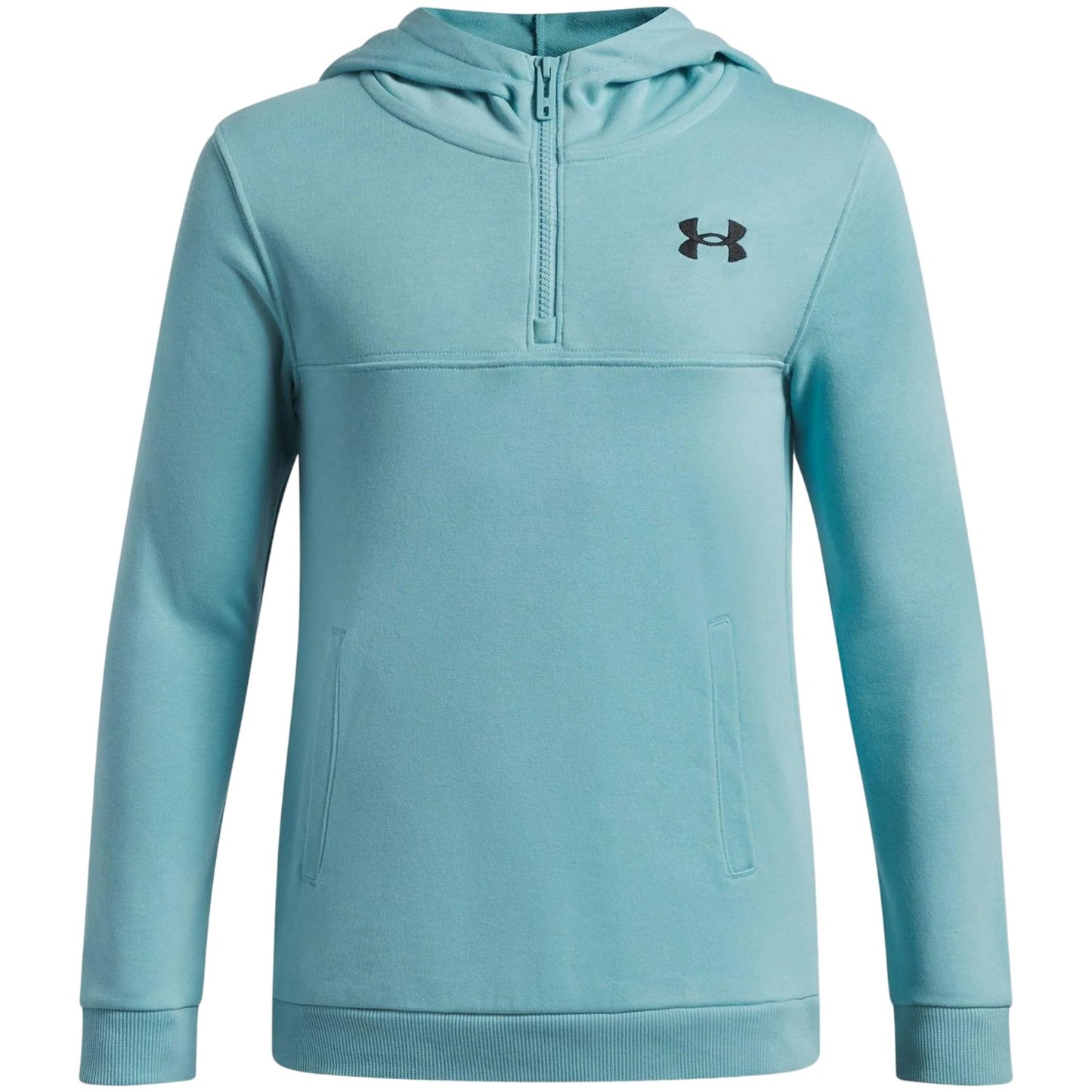 Blue-Black - Front - Under Armour Childrens-Kids Rival Fleece Quarter Zip Hoodie