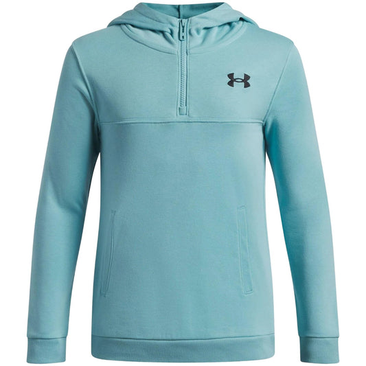 Blue-Black - Front - Under Armour Childrens-Kids Rival Fleece Quarter Zip Hoodie