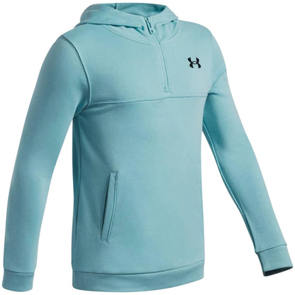 Blue-Black - Side - Under Armour Childrens-Kids Rival Fleece Quarter Zip Hoodie