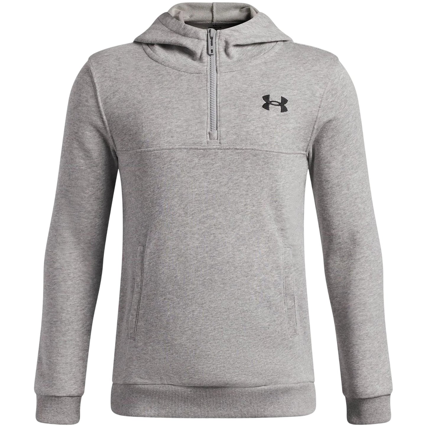 Grey-Black - Front - Under Armour Childrens-Kids Rival Fleece Quarter Zip Hoodie