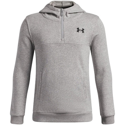 Grey-Black - Front - Under Armour Childrens-Kids Rival Fleece Quarter Zip Hoodie